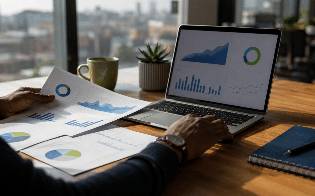How to choose an SEO company South Africa — business owner reviewing SEO agency proposals on laptop in Johannesburg office