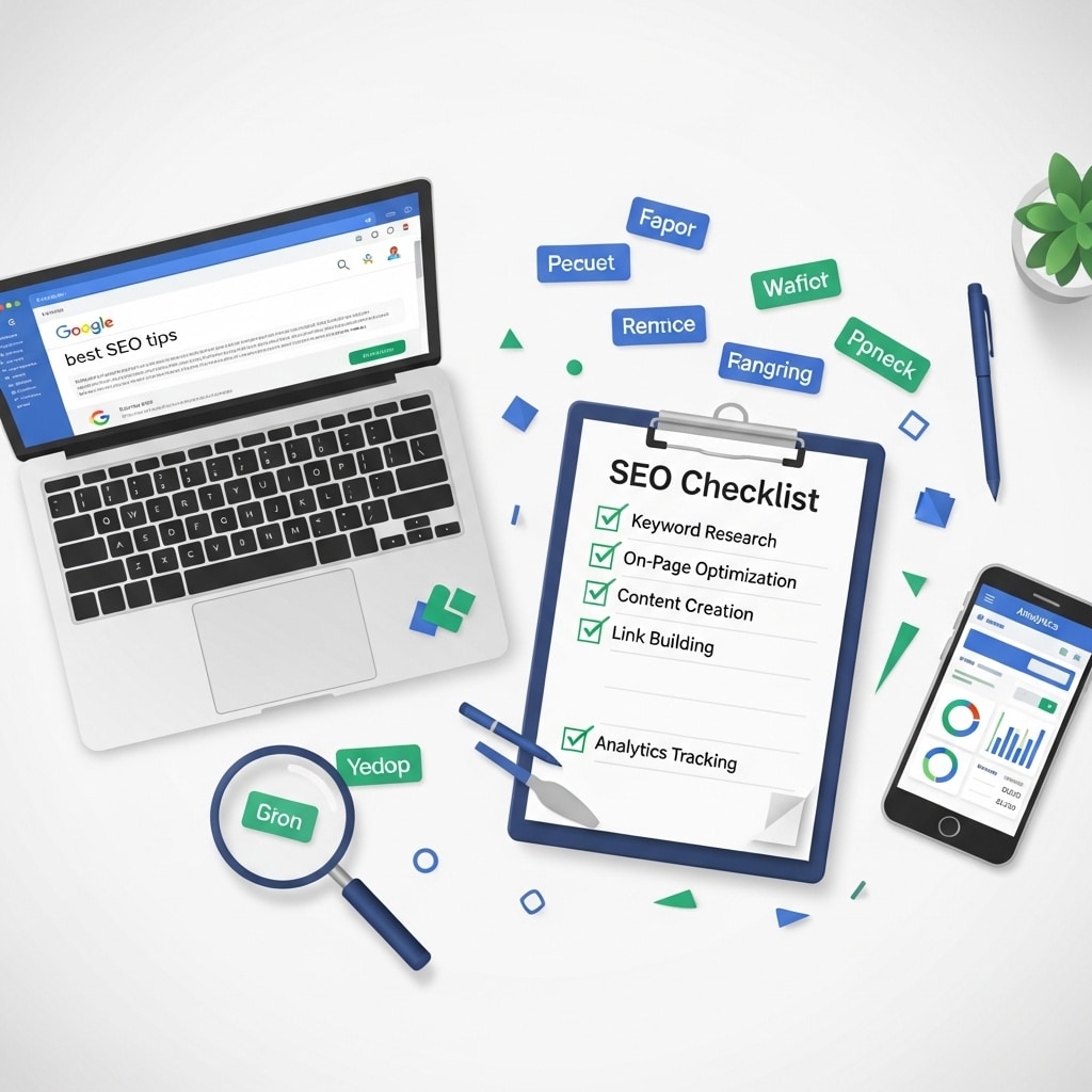 On-page SEO checklist for South African websites showing key optimisation elements including title tags, meta descriptions, and content structure
