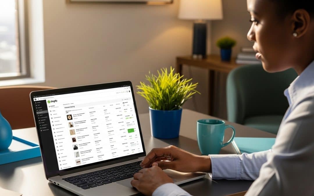 Shopify agency Johannesburg — business owner reviewing Shopify store with Growth Pulse Media agency consultant