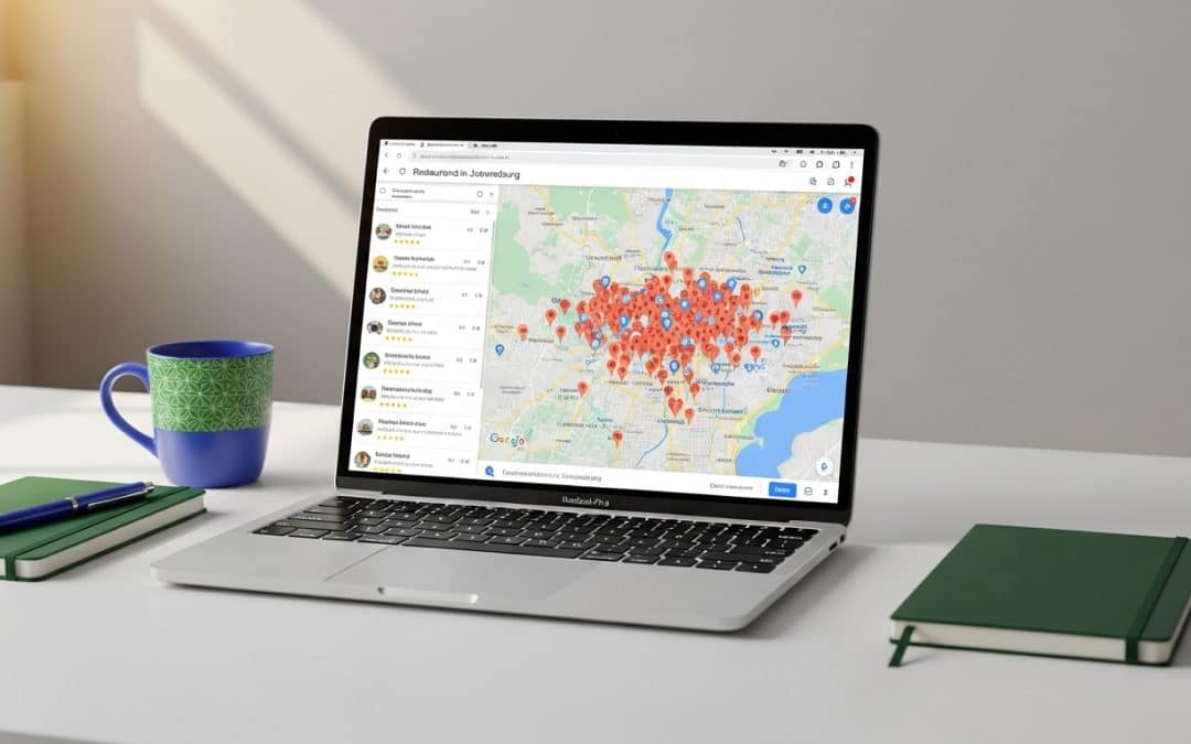 How local SEO works South Africa — laptop showing Google Maps local search results for SA business in Johannesburg