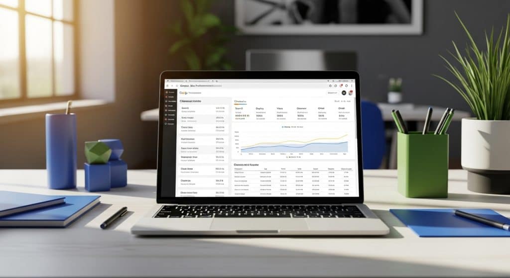 Performance Max ads South Africa — laptop showing Google Ads Performance Max campaign dashboard for SA business