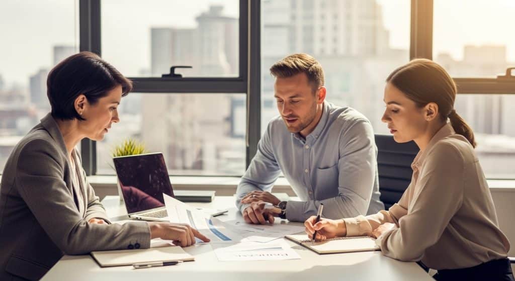 Questions to ask a marketing agency Johannesburg — business owner meeting with Growth Pulse Media consultants to evaluate agency fit