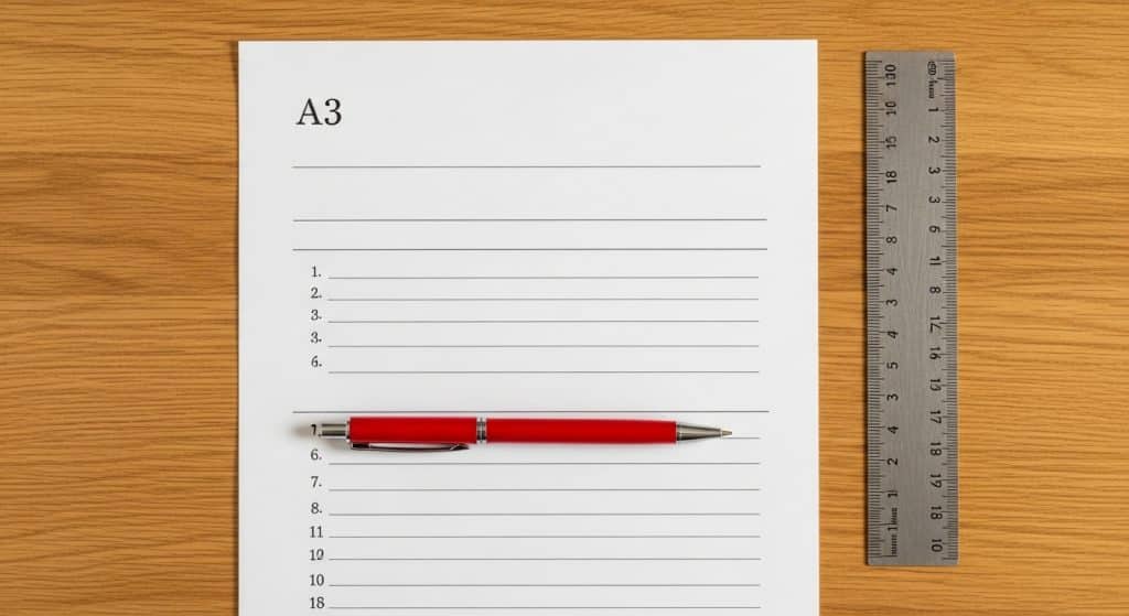 B2B lead generation audit South Africa — a flat-lay of a printed checklist, a red pen, and a ruler on a light wood desk