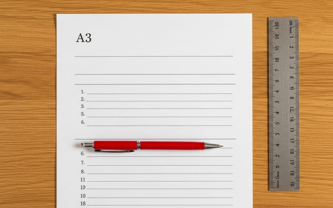 B2B lead generation audit South Africa — a flat-lay of a printed checklist, a red pen, and a ruler on a light wood desk