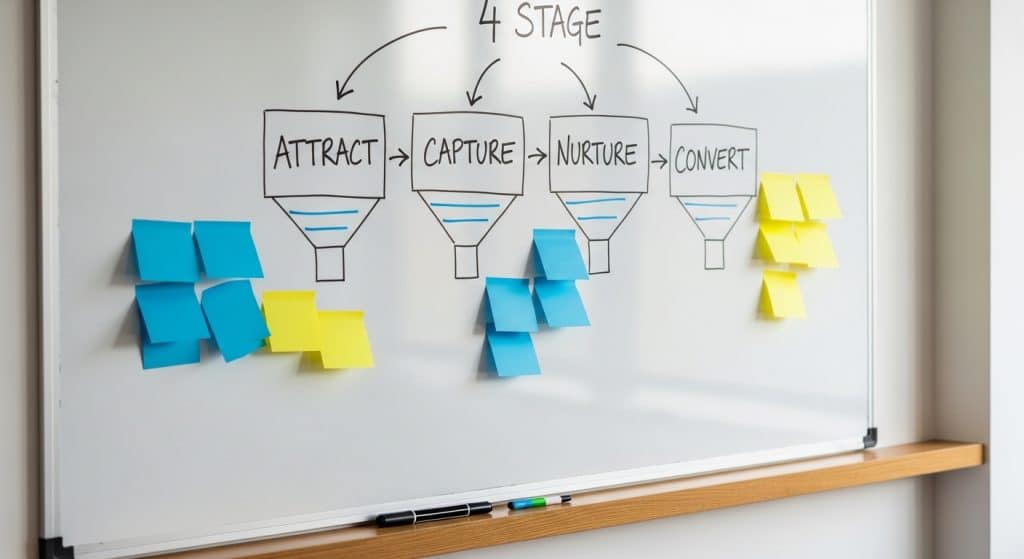 B2B lead generation South Africa 4-Stage Lead Engine framework mapped on whiteboard