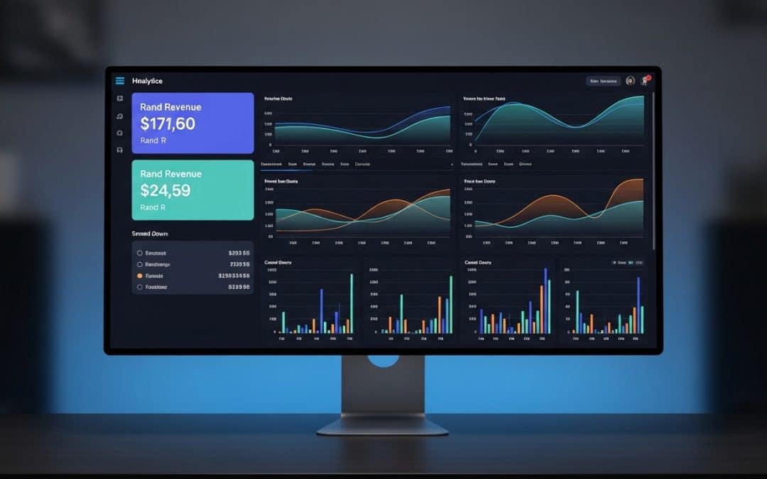 Ecommerce statistics South Africa 2026 — analytics dashboard showing SA online retail growth charts and key metrics on a large monitor