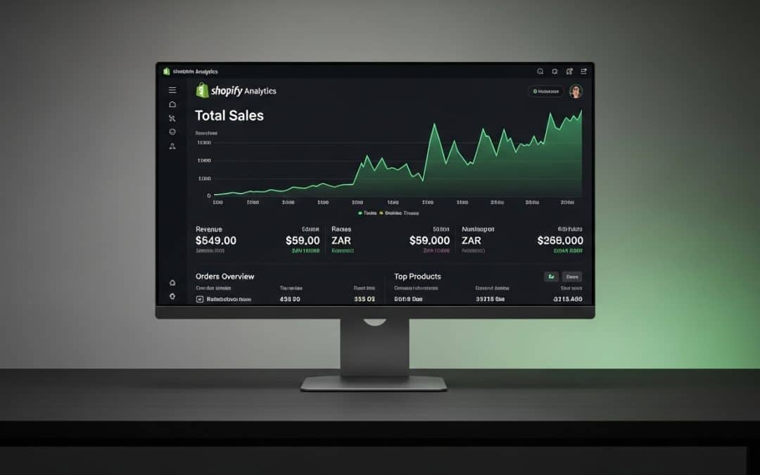 Shopify growth strategy South Africa — Shopify admin dashboard showing revenue analytics and order growth for a South African ecommerce store