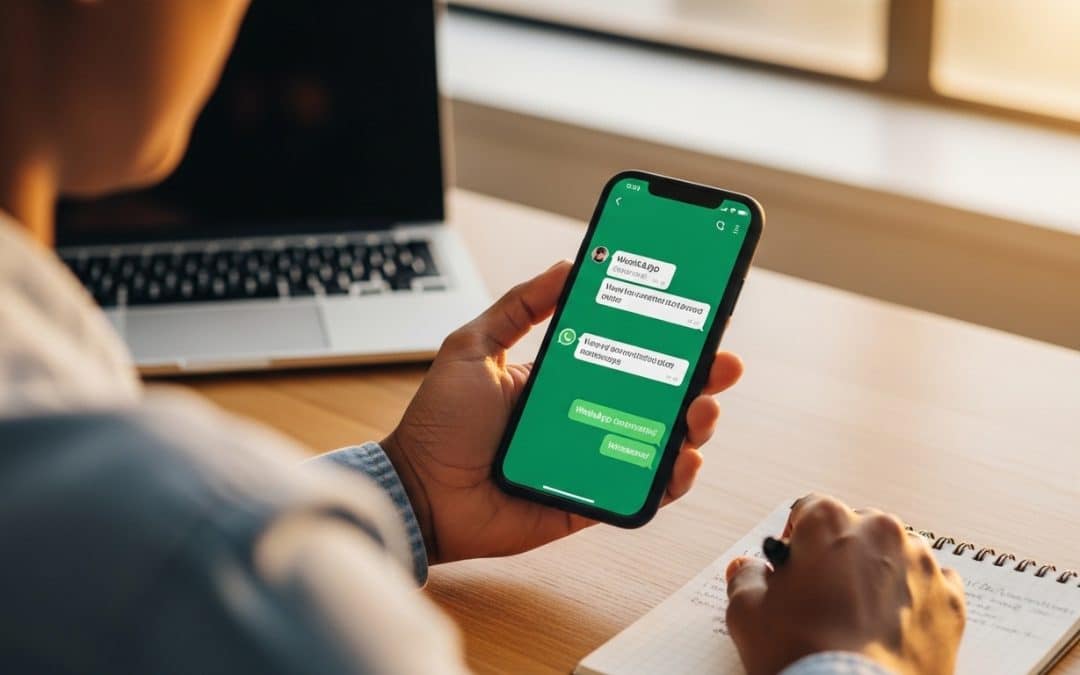 WhatsApp Cart Recovery South Africa shown over the shoulder of a person typing on a smartphone with a generic abandoned cart chat interface