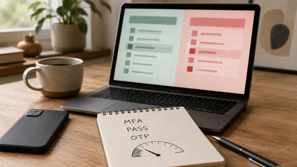 Email deliverability south africa shown on a laptop beside a notepad listing SPF DKIM DMARC and a spam-rate gauge sketch