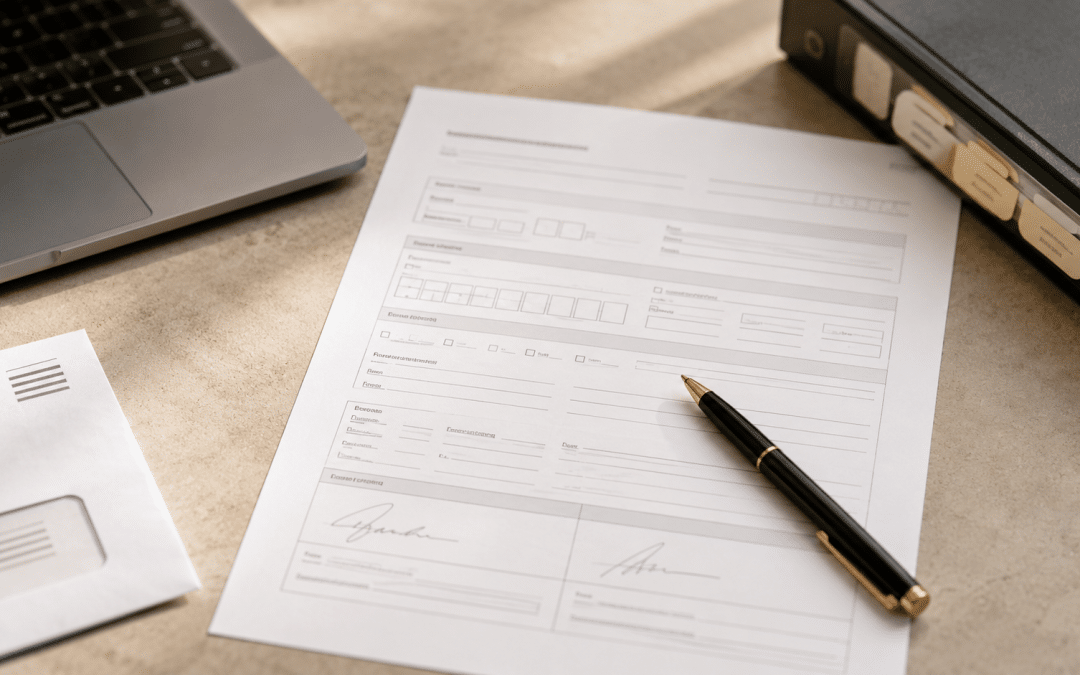 Email marketing compliance south africa documents desk scene with a laptop edge a consent form and a tabbed compliance binder