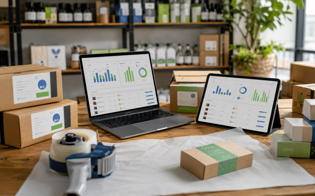 Shopify for fashion south africa — overhead flat-lay of SA fashion ecommerce essentials with clothing, accessories, and devices showing product pages