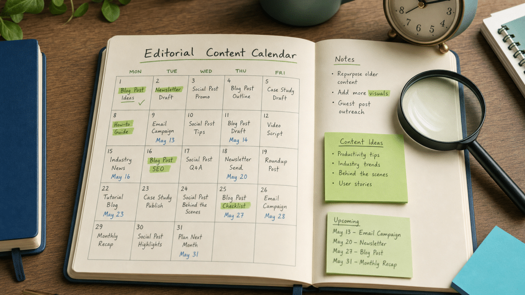 ai search source freshness guide — content calendar with update schedule and freshness checklist