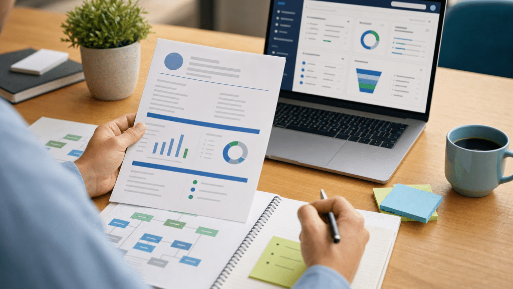 b2b account research checklist — sales professional reviewing account intelligence before outreach