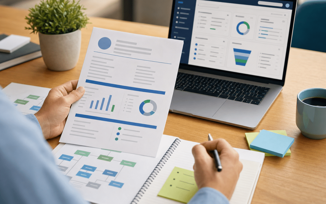 b2b account research checklist — sales professional reviewing account intelligence before outreach