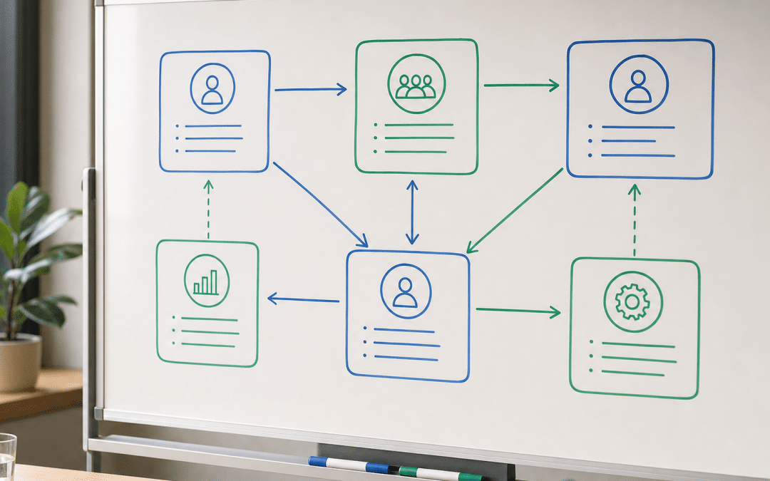 b2b buying committee explained - stakeholder roles whiteboard diagram