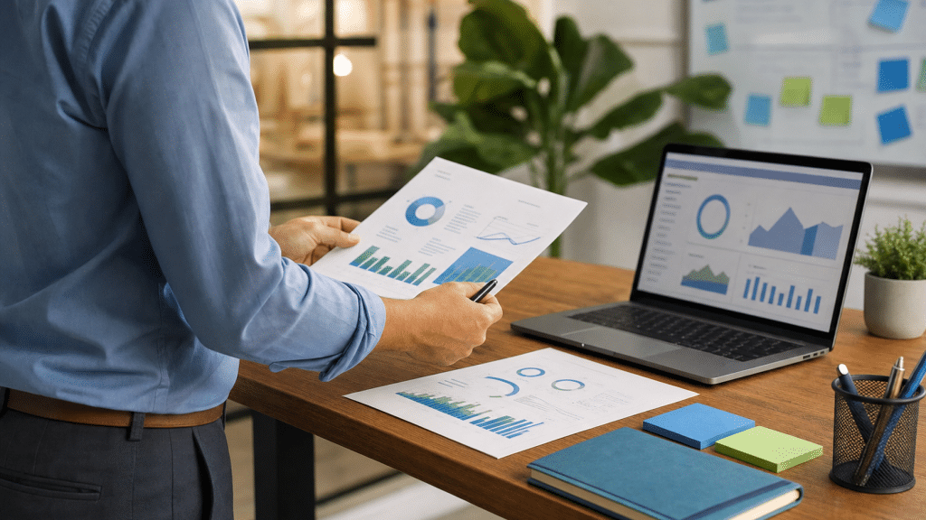 call tracking South Africa — marketing analyst reviewing call attribution reports at a standing desk