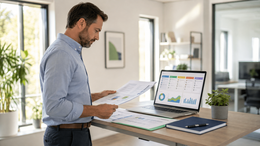 crm implementation cost south africa — professional reviewing CRM pricing documents and setup configurations