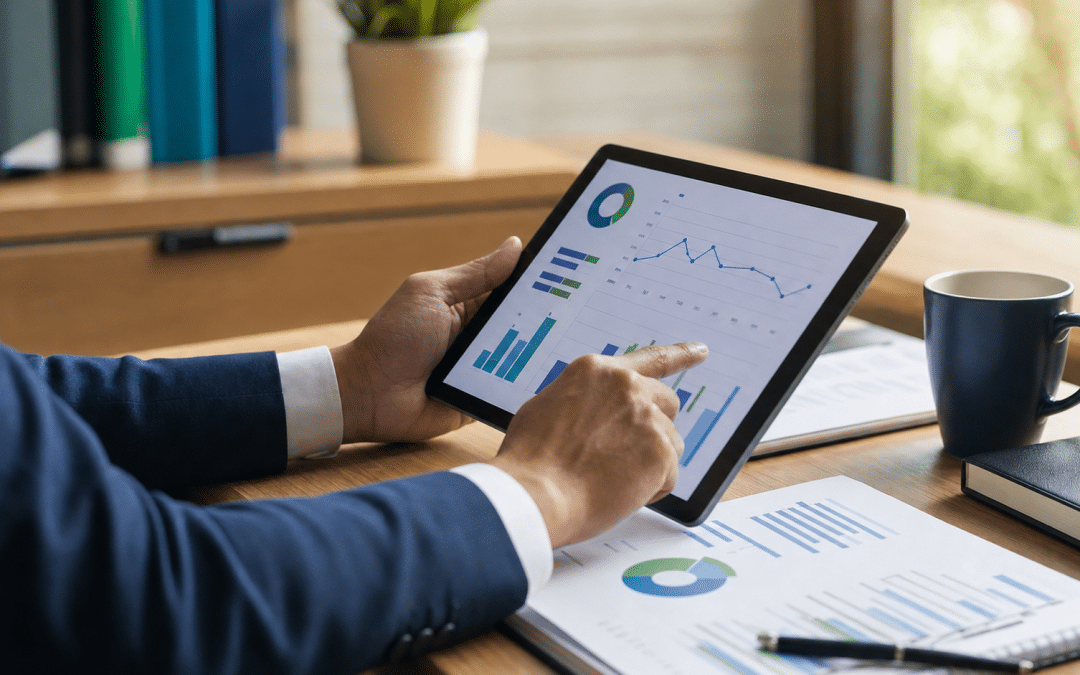 crm reporting for sales teams — professional reviewing pipeline dashboard on tablet