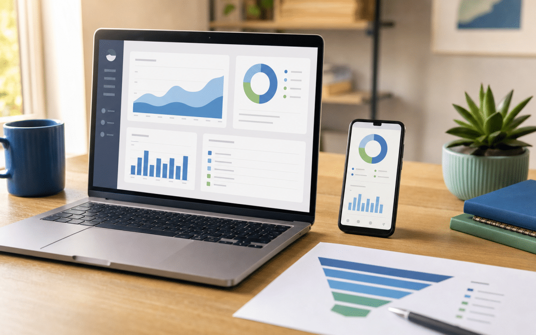 crm software in south africa — laptop and pipeline chart on a South African business desk