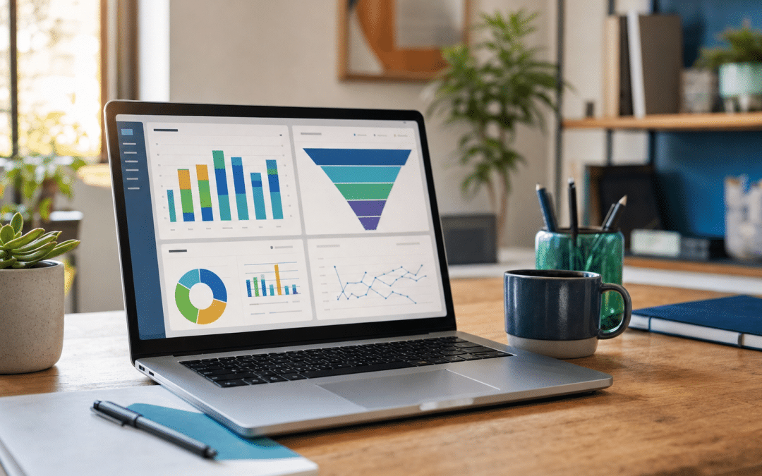ecommerce analytics south africa — professional analytics workspace showing funnel charts and store performance data
