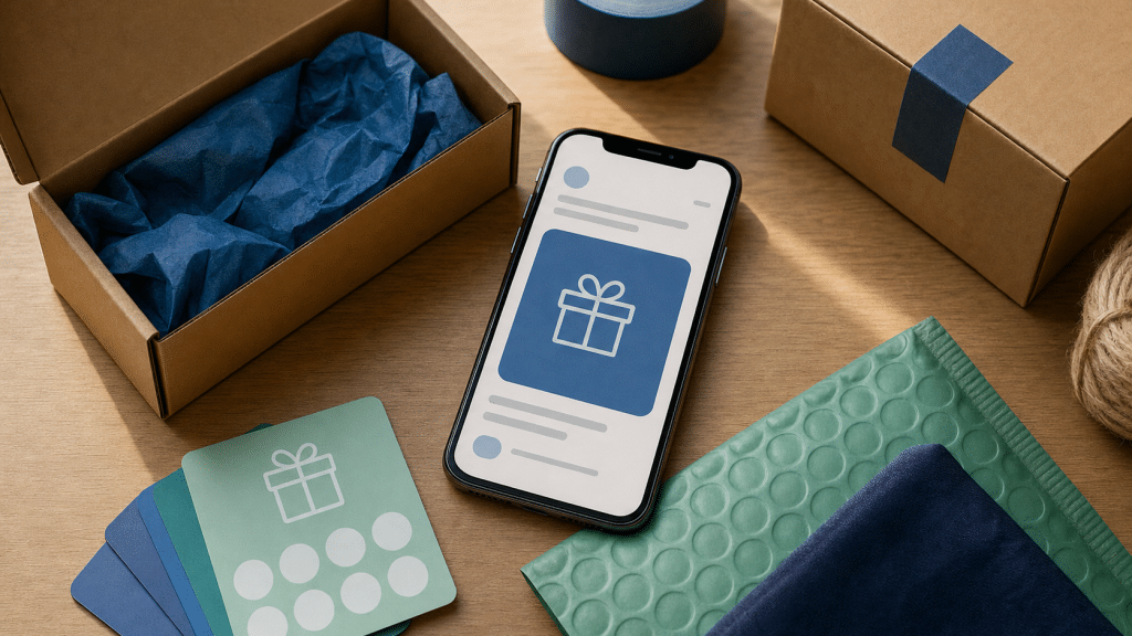 ecommerce customer retention south africa — flat-lay of loyalty cards, packaging and smartphone notification