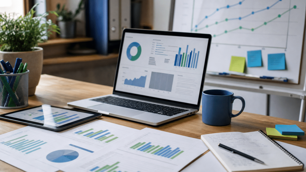 facebook ads ctr south africa — marketing desk with CTR benchmark charts and performance data