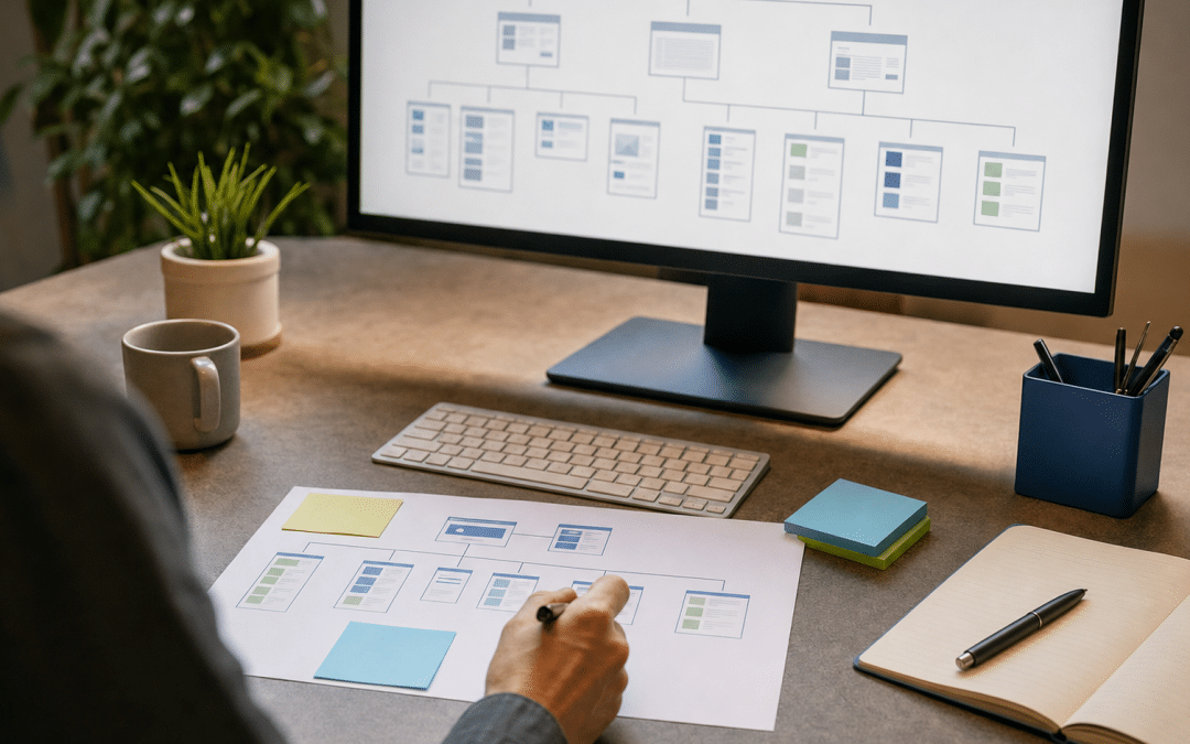 how to improve crawlability — professional reviewing website architecture diagram on screen