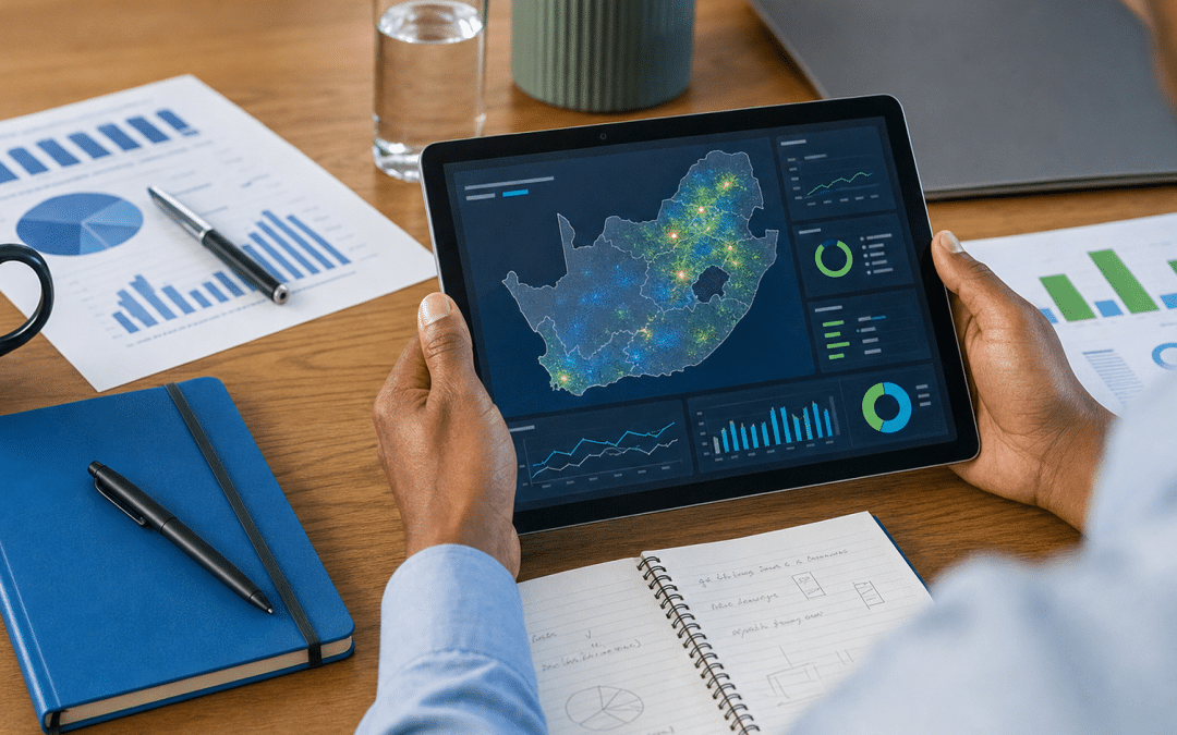 internet penetration south africa 2026 — analyst reviewing South African connectivity data dashboard on tablet