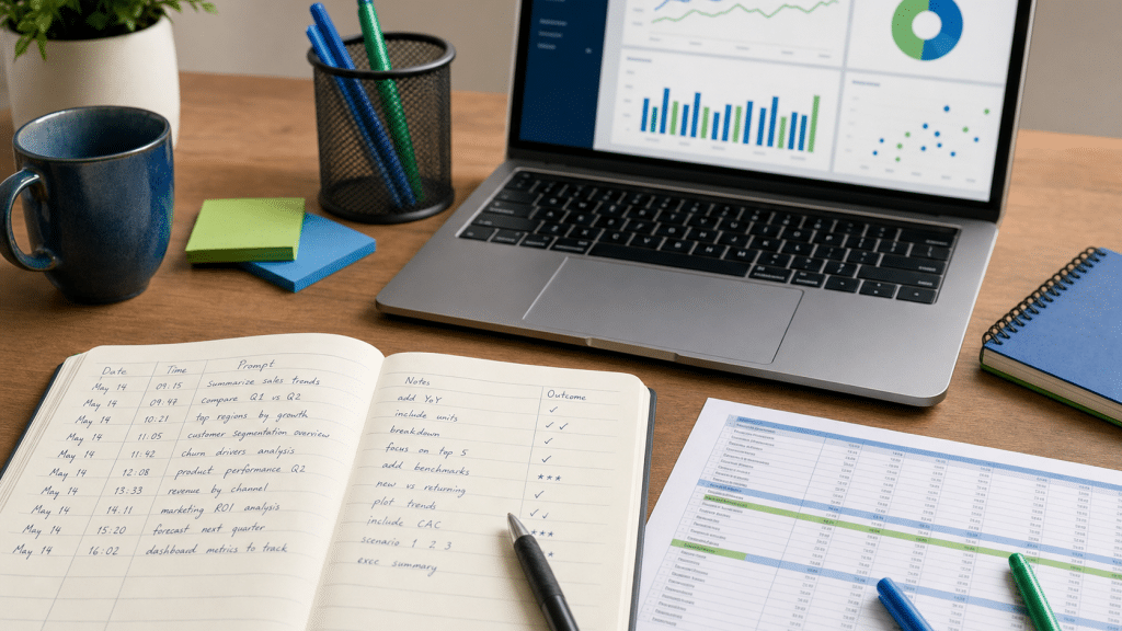 llm citation tracking workspace with analytics notebooks and charts