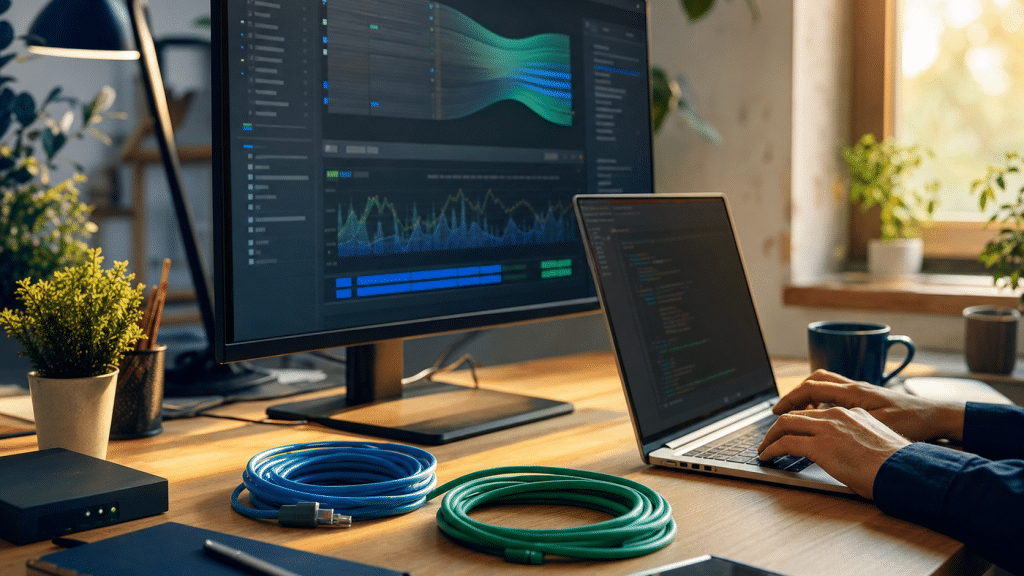 server side tracking setup showing analytics data flow on a developer's laptop
