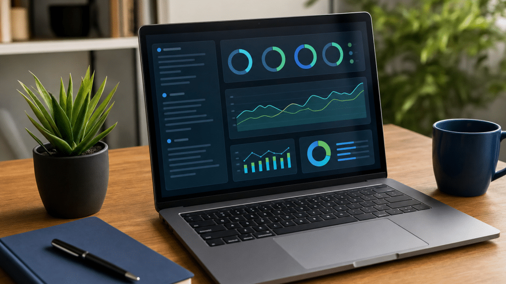 technical seo checklist — laptop showing performance score graphs on a South African marketer's desk