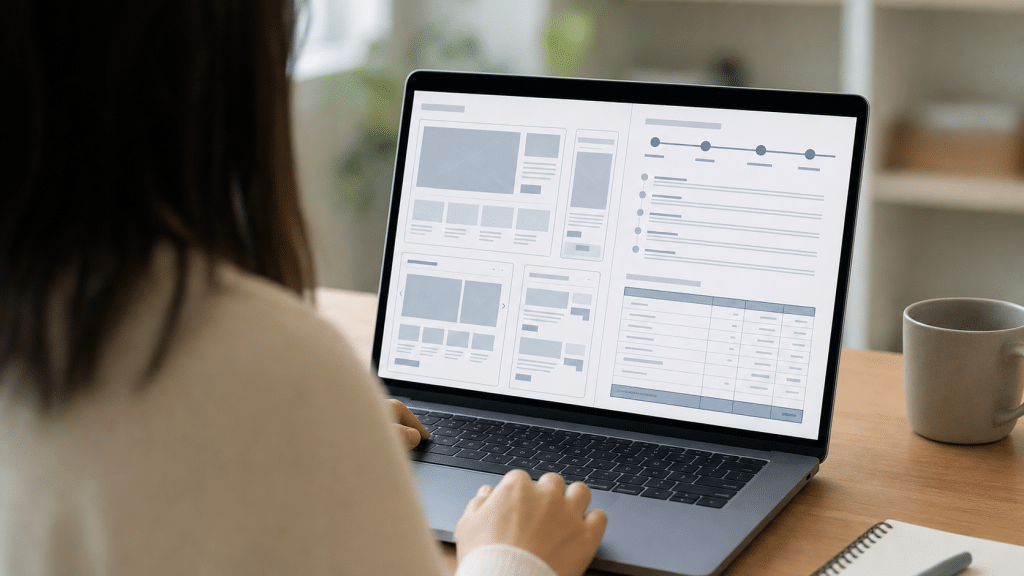 website redesign cost South Africa — laptop showing website redesign planning interface