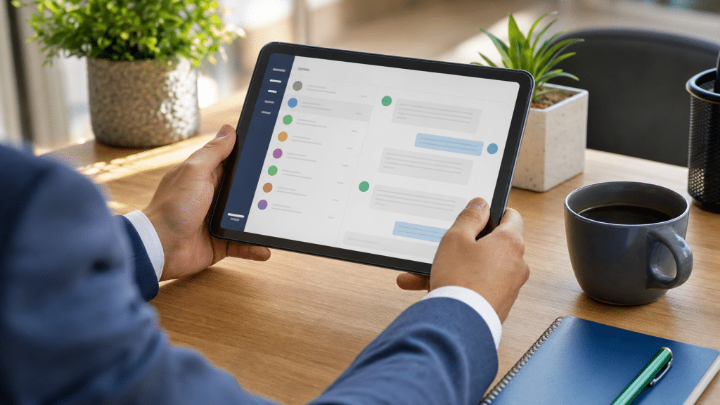 whatsapp lead qualification south africa professional reviewing structured chat qualification flow on tablet