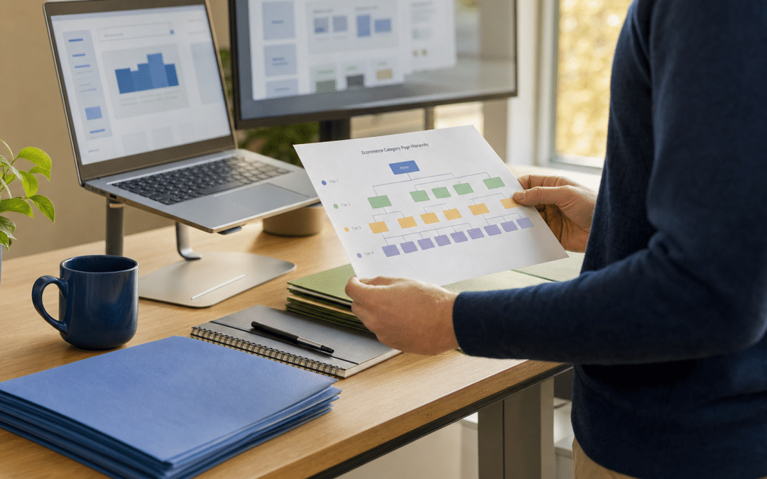 ecommerce category page seo professional reviewing Shopify collection hierarchy structure