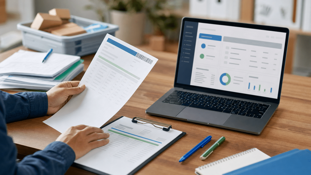 ecommerce refund workflow guide — South African merchant processing returns and refund documentation at a desk