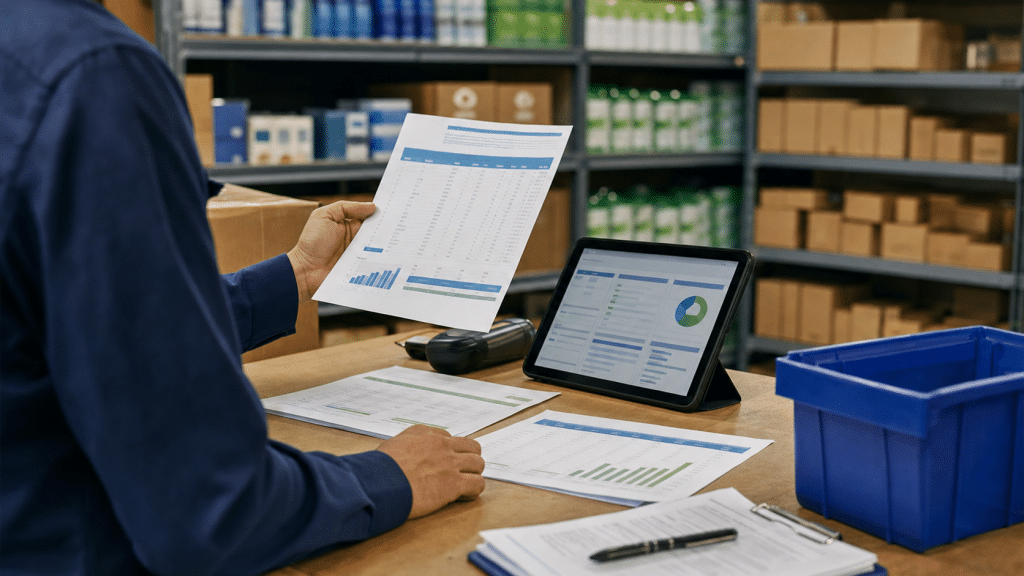 ecommerce stockout prevention guide — warehouse worker reviewing inventory levels at a South African fulfilment centre