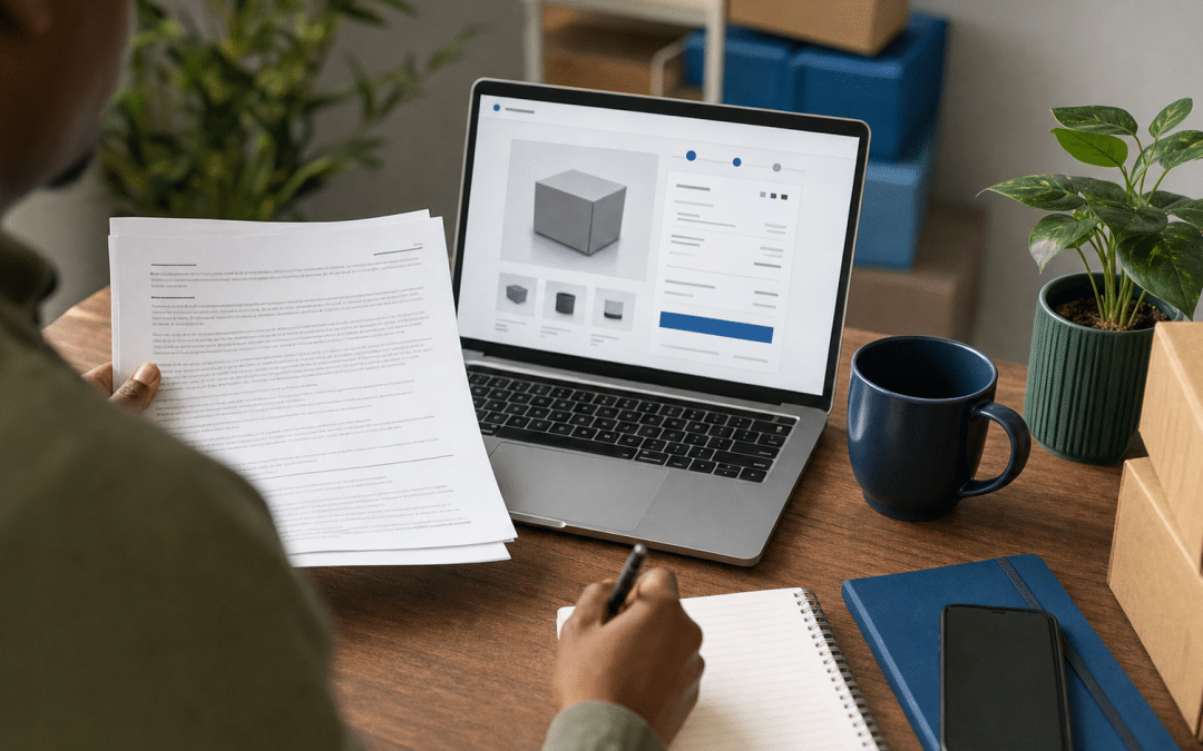 ect act ecommerce — South African business owner reviewing online store legal compliance documents