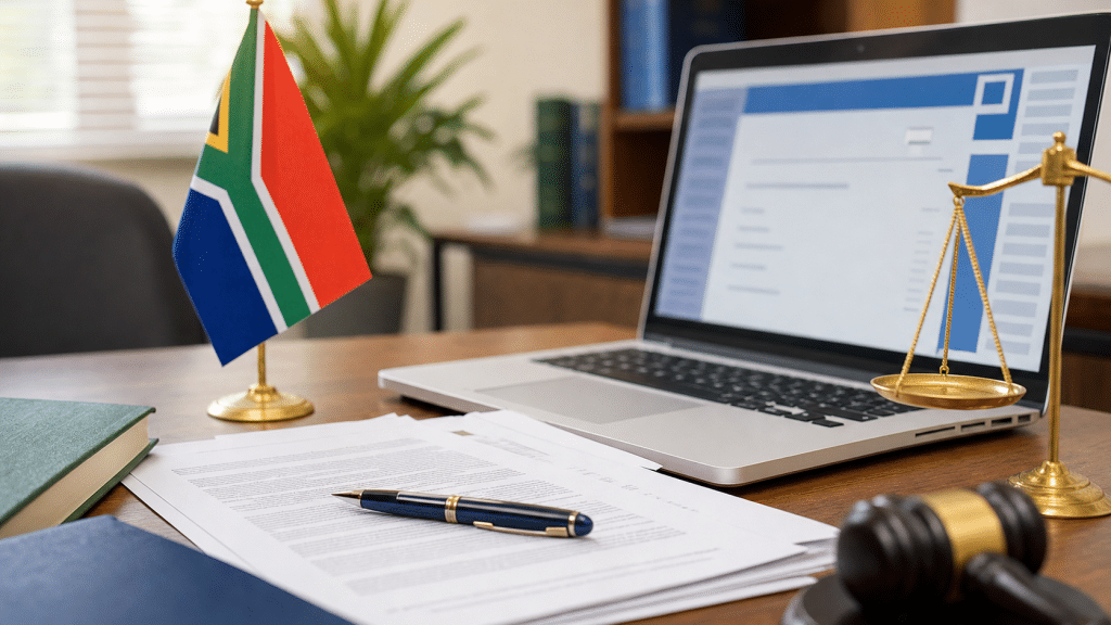 email marketing law South Africa — legal documents on a desk illustrating POPIA CPA ECTA compliance