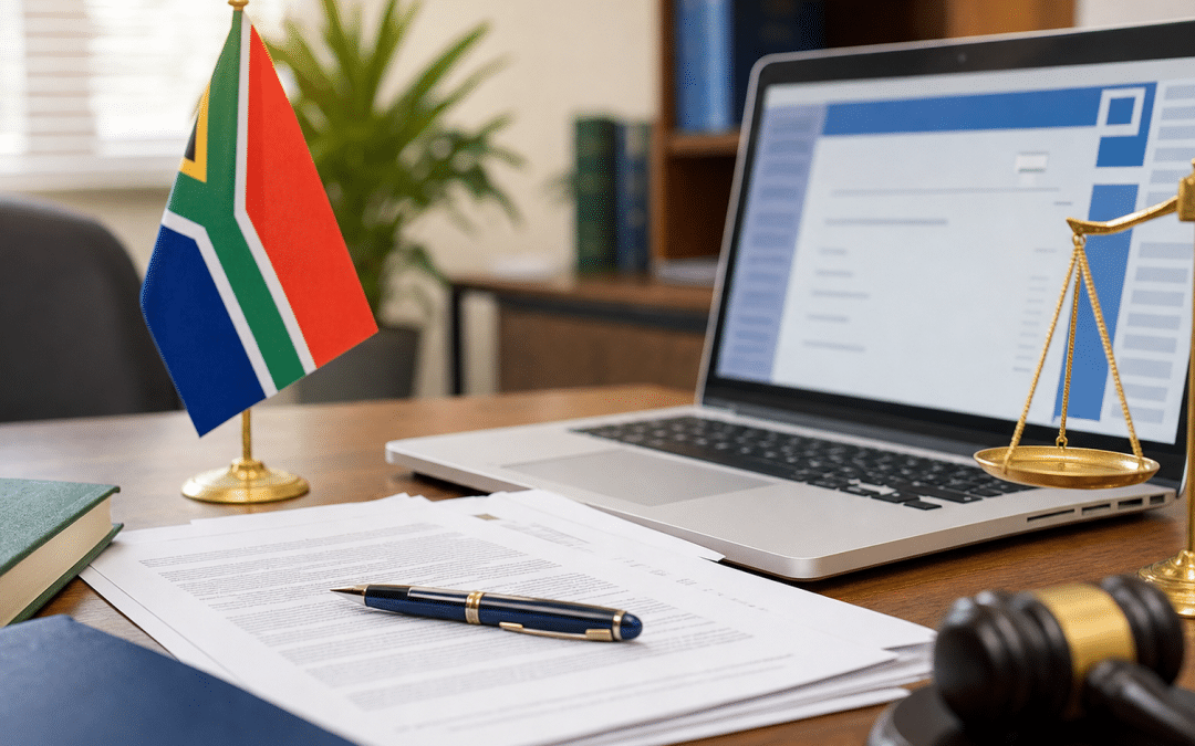 email marketing law South Africa — legal documents on a desk illustrating POPIA CPA ECTA compliance