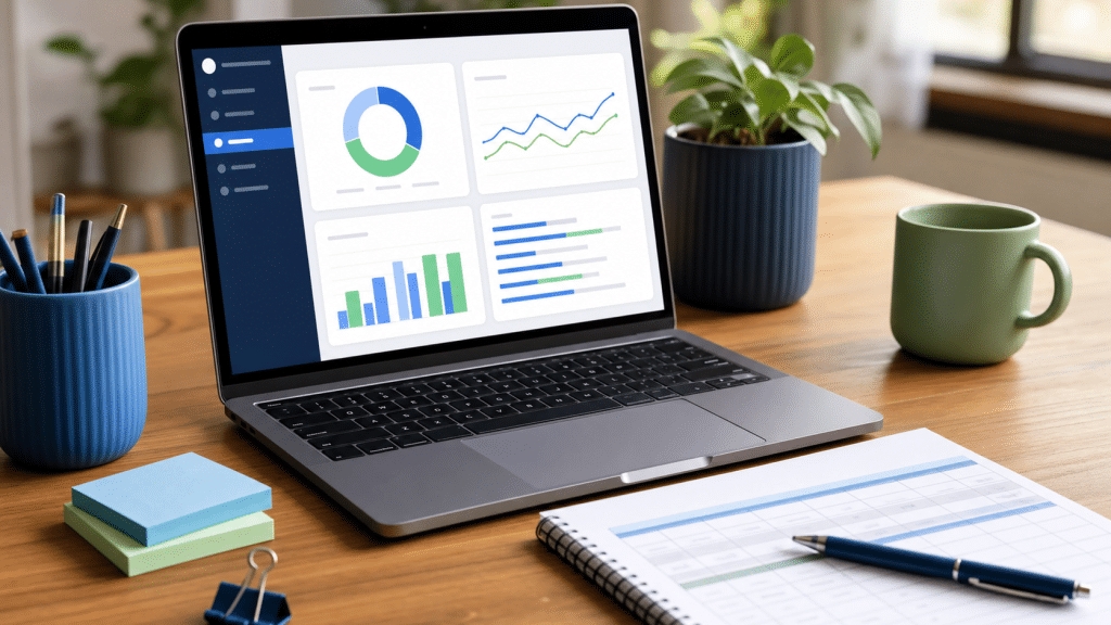 freelance marketing rates south africa — laptop and rate card notebook on a wooden desk