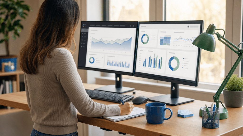 ga4 custom dimensions guide — analyst reviewing custom analytics dashboard reports