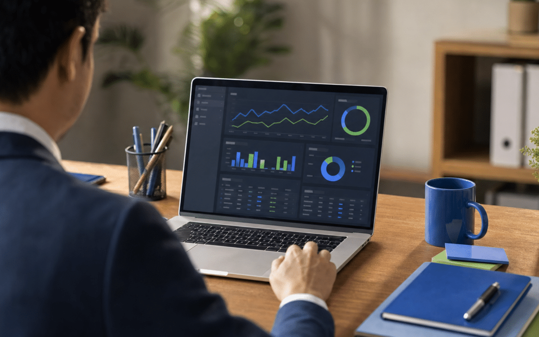google ads ad rank — professional reviewing search campaign analytics on laptop