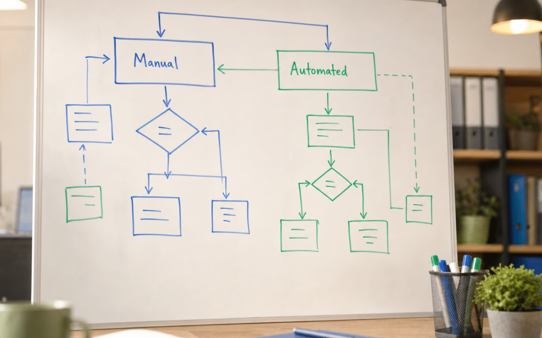google ads bidding strategies decision flowchart on whiteboard