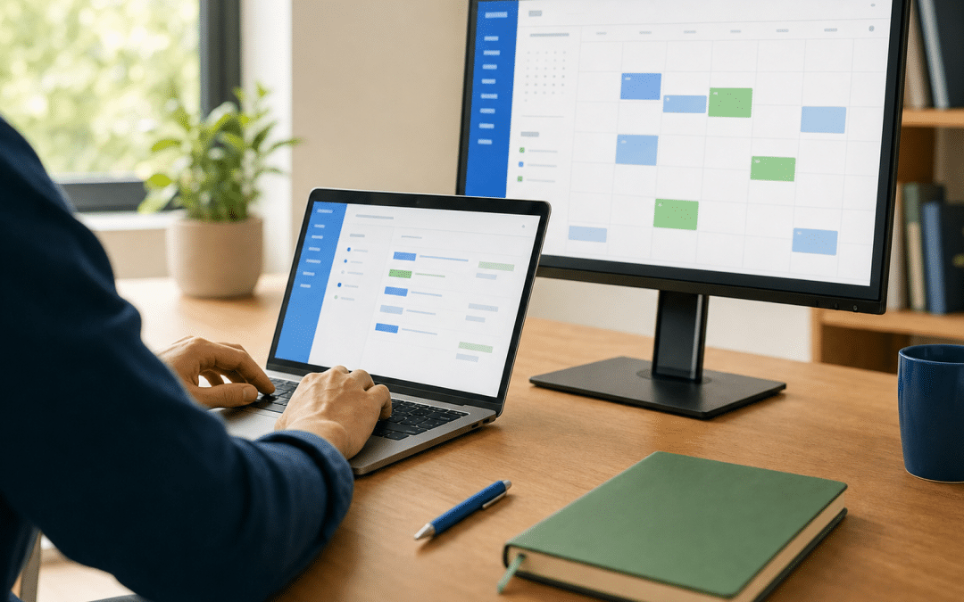 google calendar appointment scheduling setup on a desktop computer in a South African office