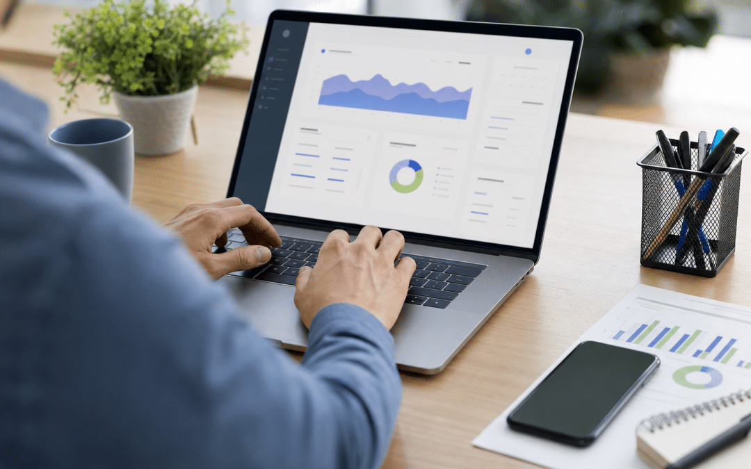 google workspace vs microsoft 365 business comparison — business professional working at laptop in South African office