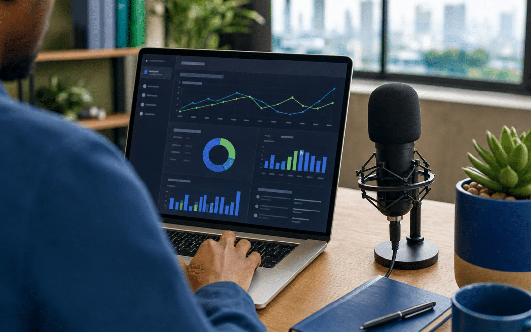 podcast advertising rates south africa — marketing professional reviewing podcast analytics dashboard