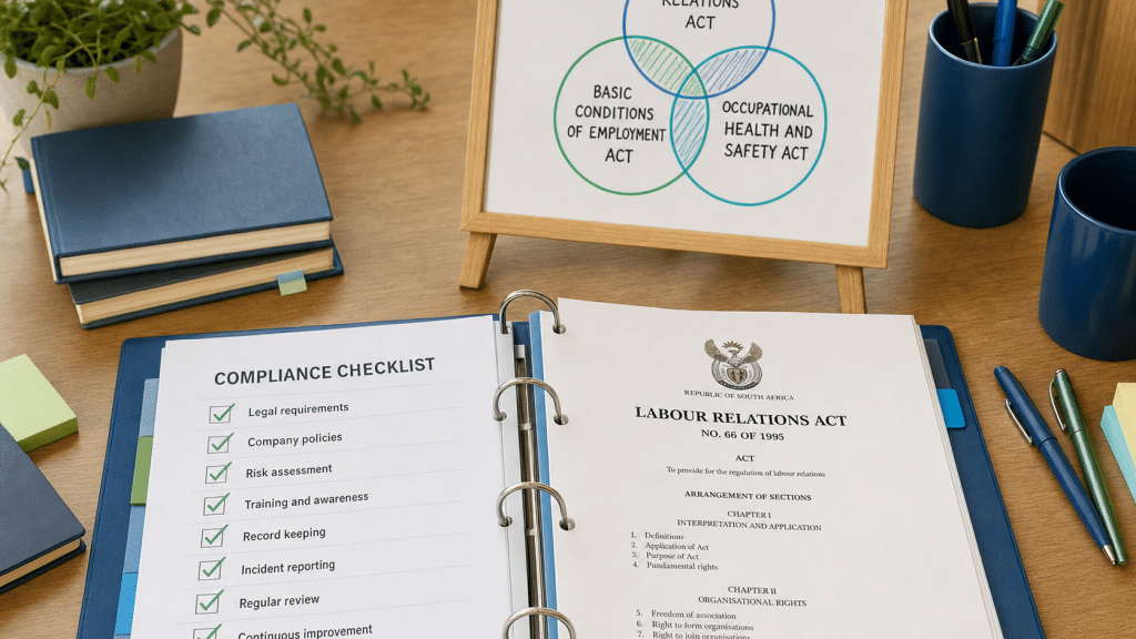 popia marketing compliance checklist and legal framework diagram on a desk