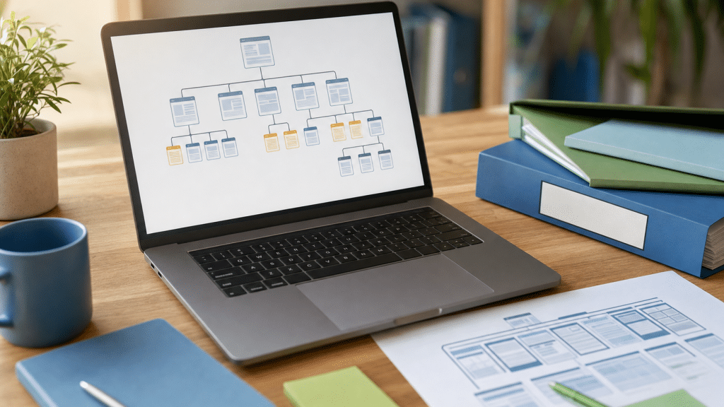 seo orphan pages guide showing disconnected page nodes on a website architecture diagram