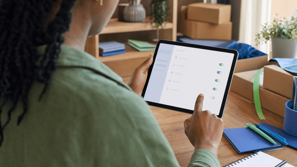 shopify app permissions review on tablet at SA business desk