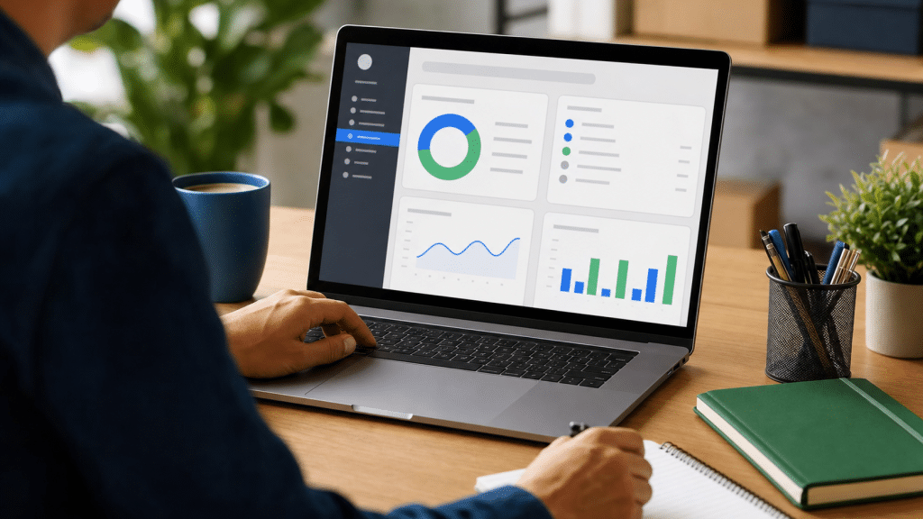 shopify customer accounts classic vs new — business owner reviewing ecommerce account settings on laptop
